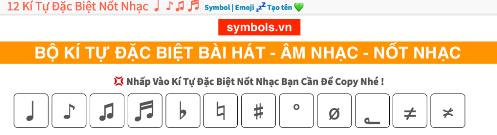 KÍ TỰ ĐẶC BIỆT BÀI HÁT