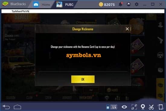 Bấm Ok đổi tên Pubg thành công