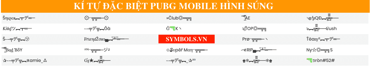 Kí Tự Đặc Biệt Pubg Hình Súng Đẹp ❤️ Tên Ký Hiệu Khẩu Súng