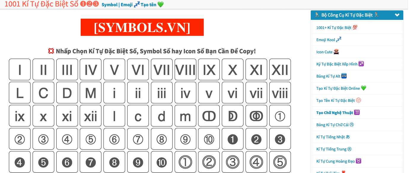 symbols.vn: Kí Tự Đặc Biệt Số ️ Bộ 1001 Mẫu Ký Tự Số Đẹp Đủ Loại