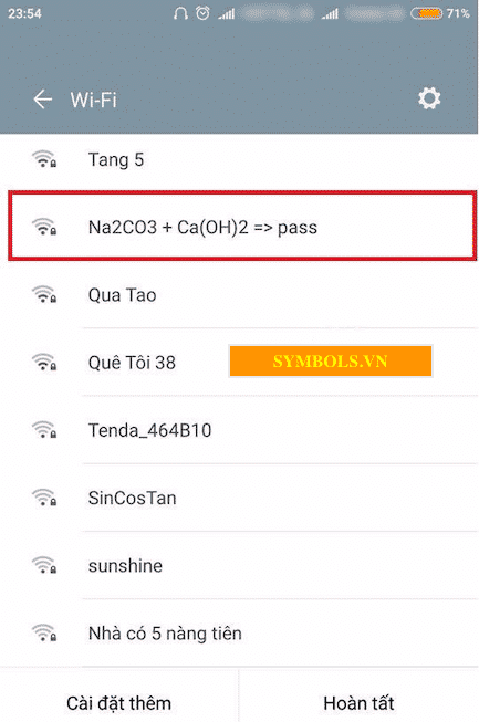 Tên Wifi Hoá Học