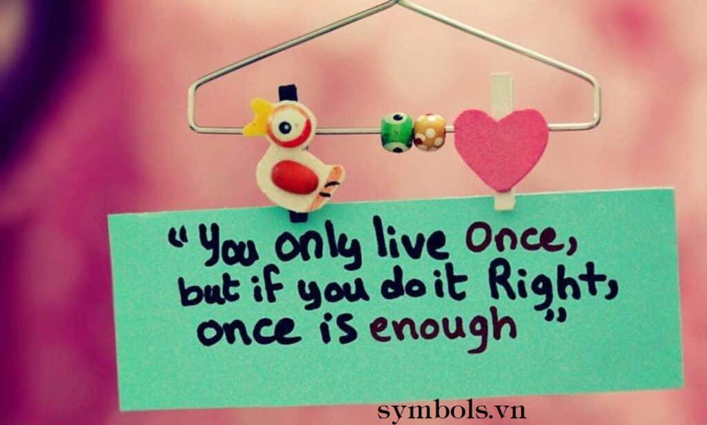 Bạn chỉ sống một lần duy nhất, nhưng nếu bạn làm đúng thì một lần là đủ.