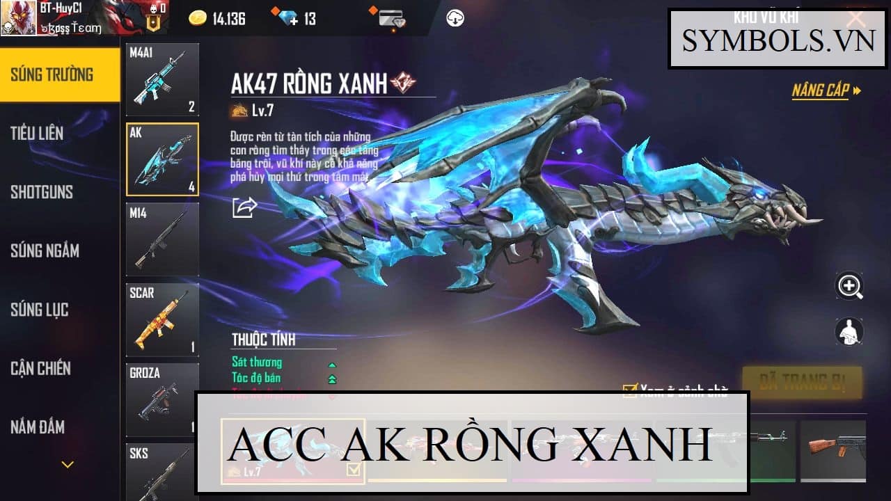 Acc FF Full Lv7 Skin Súng Miễn Phí 2023️️ Shop Bán Ak Rồng Xanh 0đ