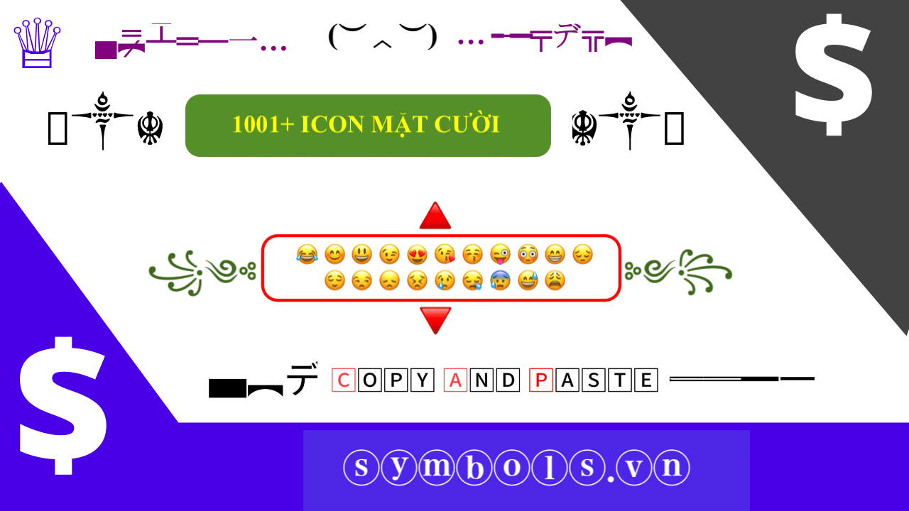 Icon Mặt Cười - 1001 Ký Hiệu Mặt Cười Khóc, Hãm, Đểu