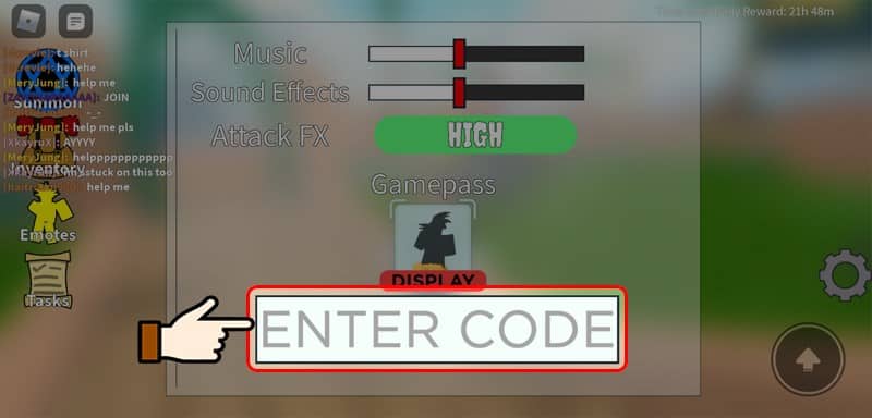 Nhấn chọn vào ô Enter Code