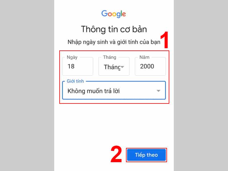 Nhập ngày tháng năm sinh