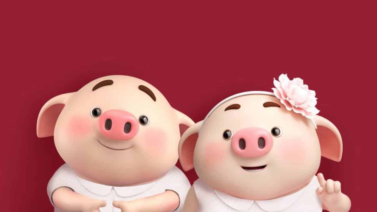Hình Anime 2 chú lợn con Chibi