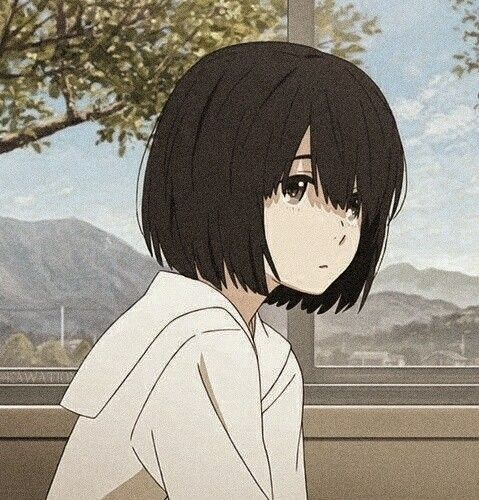 Hình Anime nữ tóc ngắn cute đẹp buồn