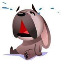 Emoji chó Mugsy khóc