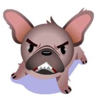 Emoji chó Mugsy tức giận