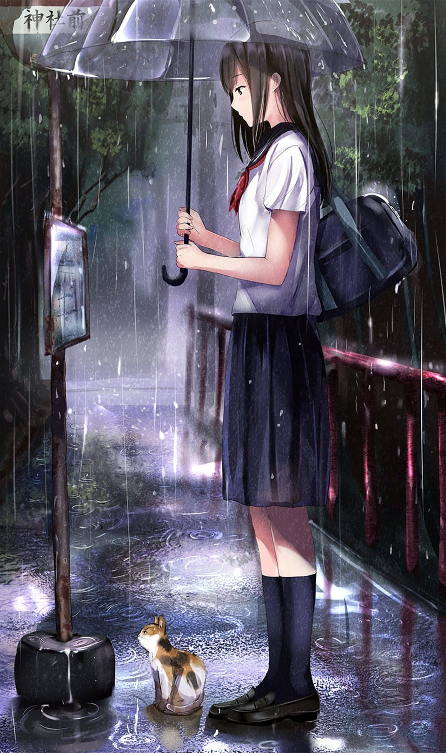 Hình Anime Nữ Bùi ngùi vô mưa