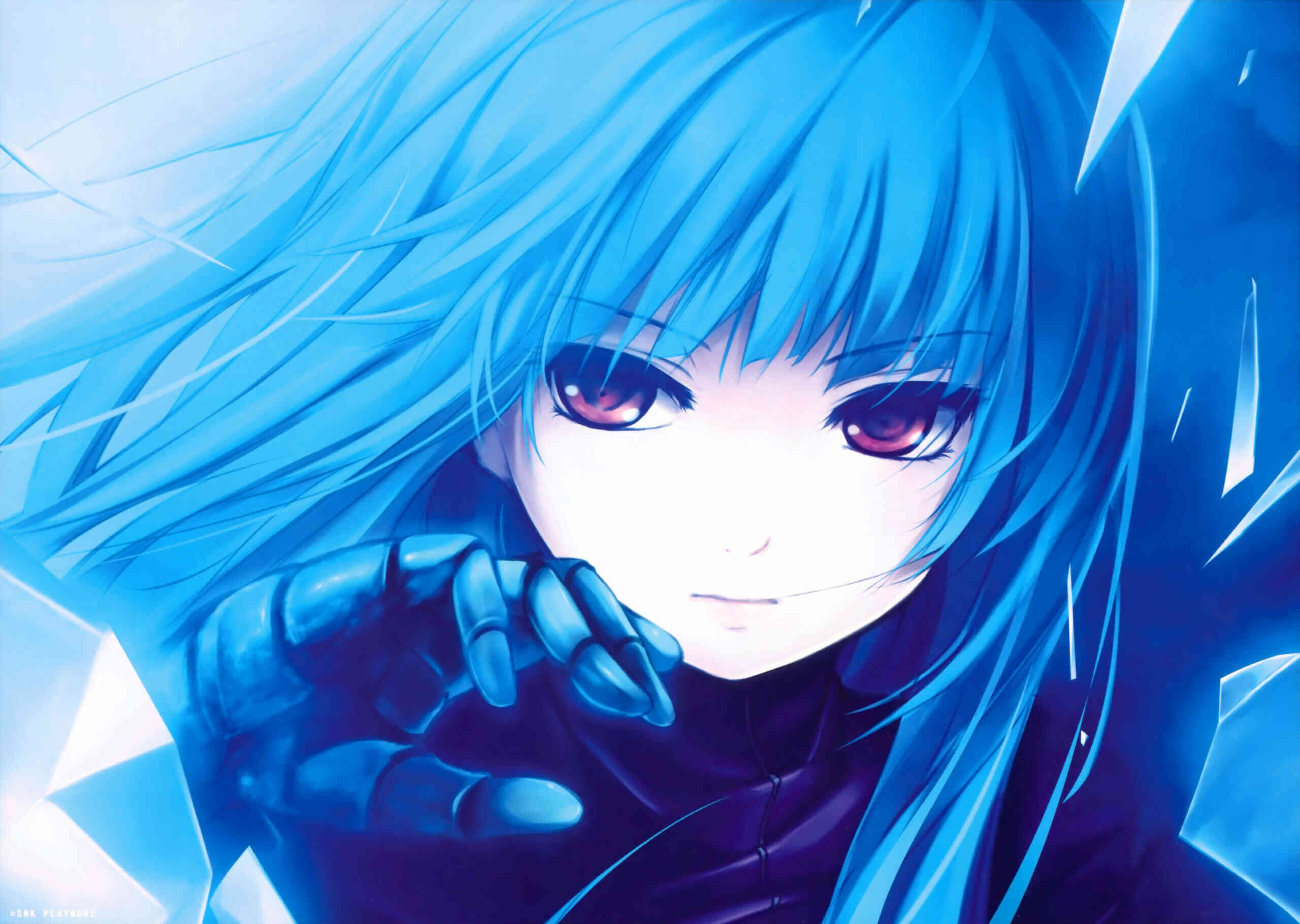 Nhân vật nữ anime màu xanh mát mẻ và mát mẻ