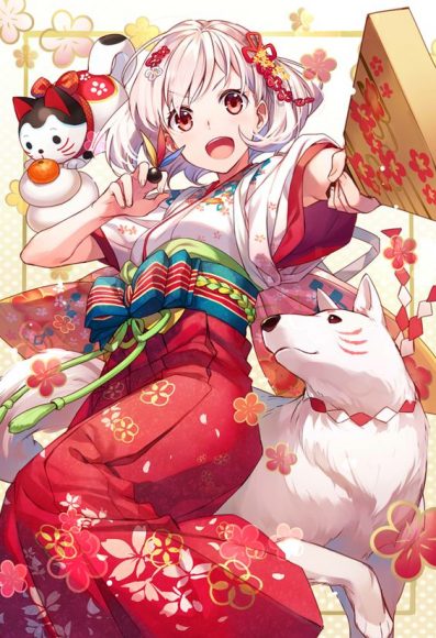 Hình Anime Tết girl chúc mừng năm mới