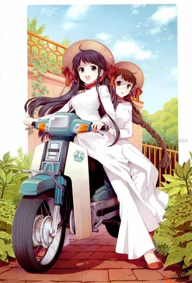 Hình Anime Tết tà áo dài Việt Nam chất