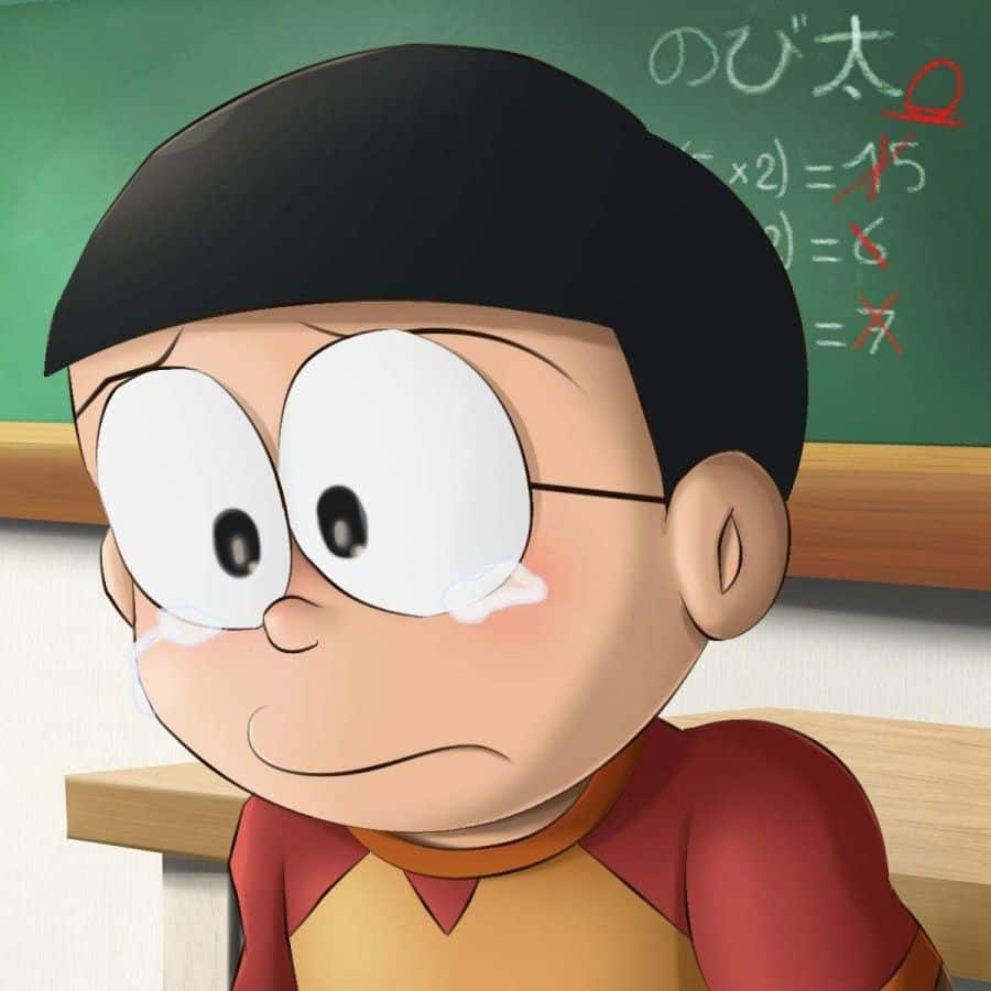 Hình Buồn Hoạt Hình Nobita Khóc trong lớp học