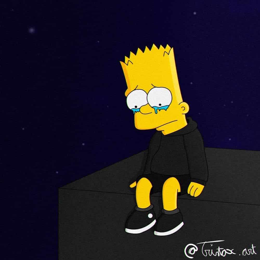Weinendes Simpson-Karikatur-trauriges Bild