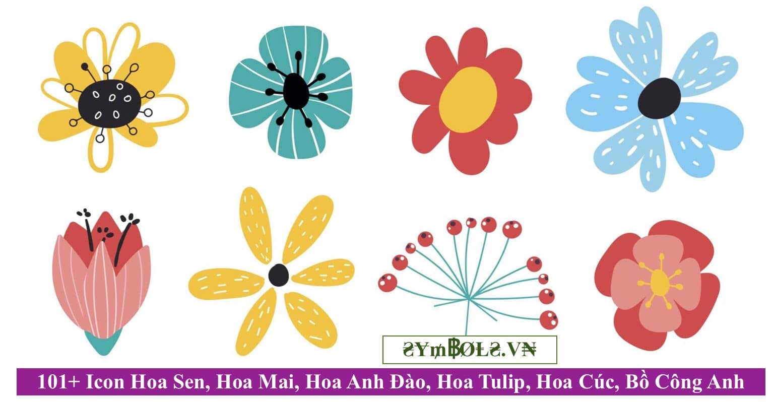 Icon Hoa Sen, Hoa Mai, Hoa Anh Đào, Hoa Tulip, Hoa Cúc, Bồ Công Anh