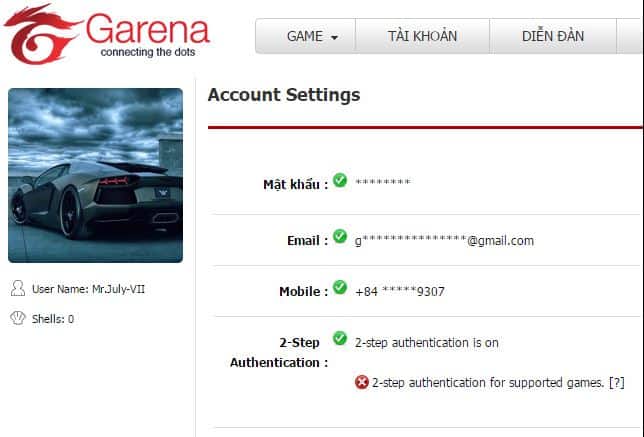 Nếu đăng nhập tài khoản Garena trên trang chủ bằng trình duyệt web, bạn cũng sẽ thấy ảnh đã được thay đổi.
