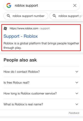 Truy cập trang web hỗ trợ Roblox
