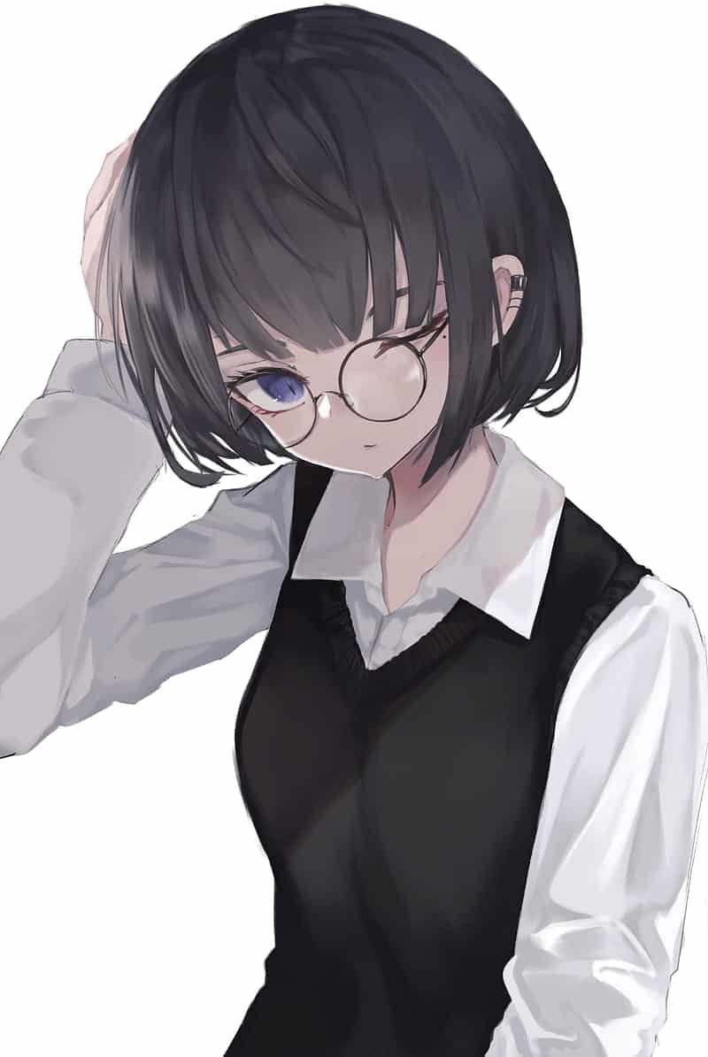 Ảnh Anime girl đeo kính tóc ngắn chất ngầu