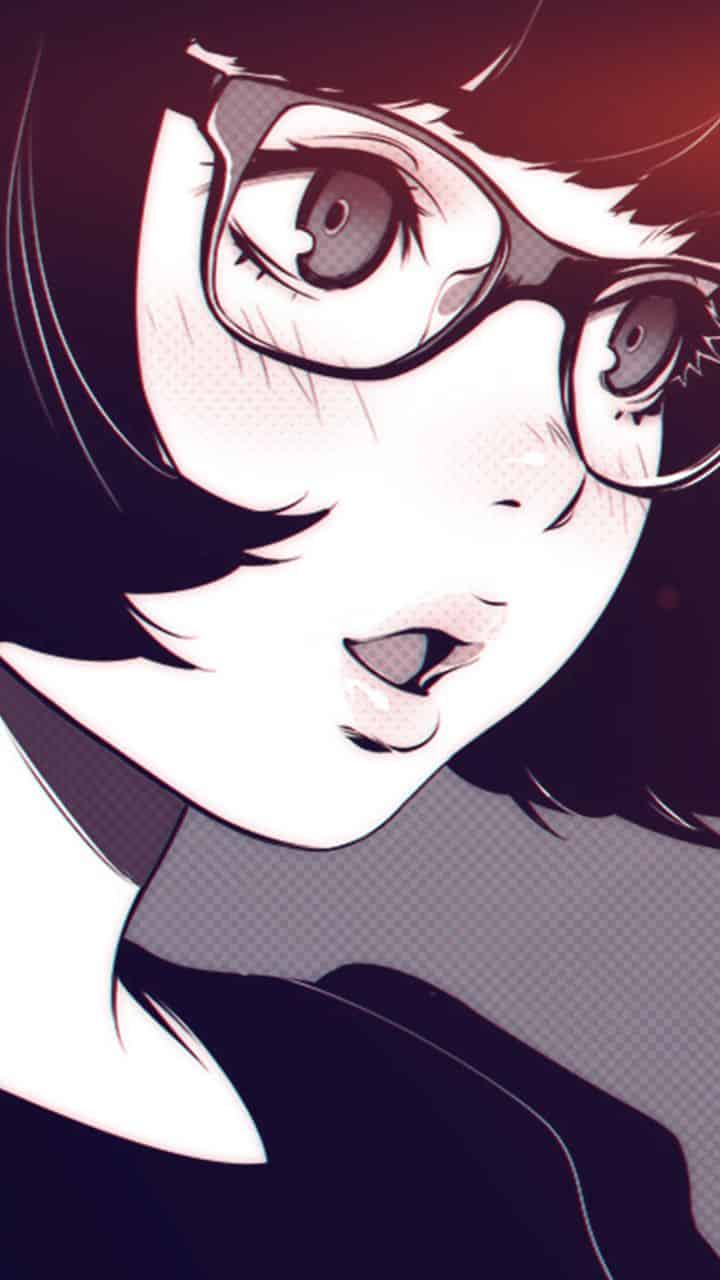Ảnh Anime girl đeo kính tóc ngắn siêu đáng yêu