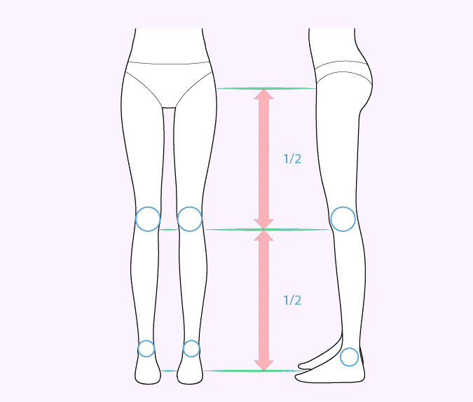 Bước 1 – Tỷ lệ phần chân của nữ nhân vật trong Anime & Manga