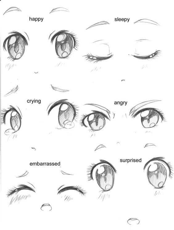 Cách Vẽ Mắt Anime Buồn tâm trạng
