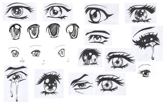 Cách Vẽ Mắt Anime Nữ Đơn Giản Bằng Bút Chì nhiều cảm xúc