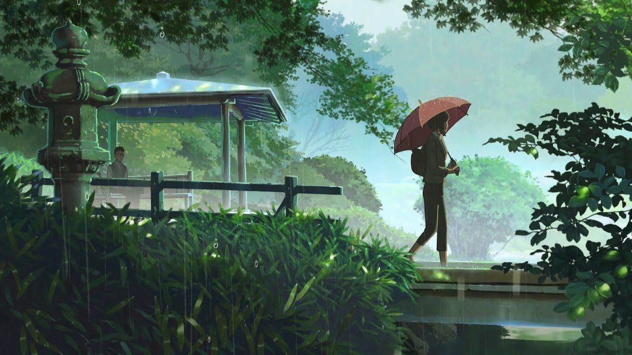 Hình Anime Bình Yên cầm dù đi một mình