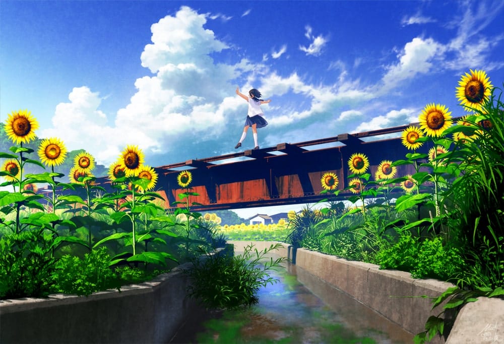 Hình Anime Bình Yên trên đồi hoa mặt trời