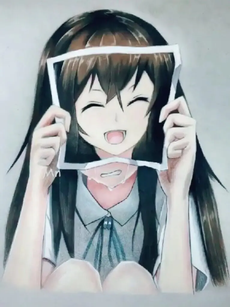 Hình Anime Cười Buồn Tâm Trạng trong nước mắt
