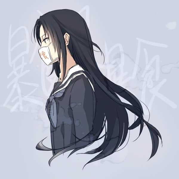 Hình Anime Girl Đeo Khẩu Trang đáng yêu