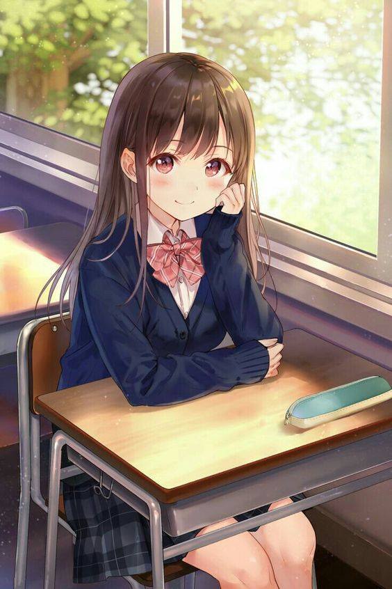 Hình Anime Nữ Học Sinh ngồi vô lớp học