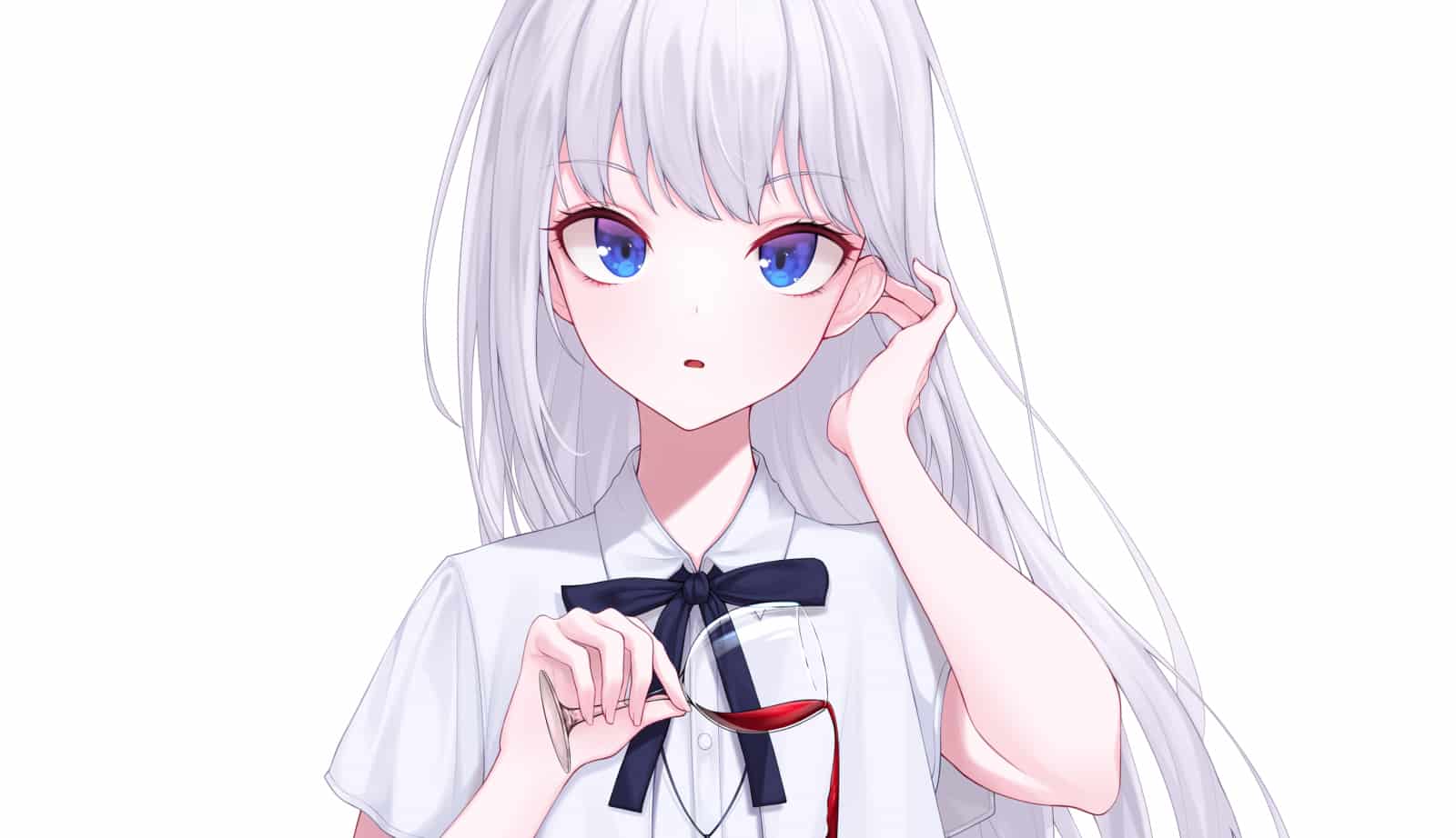 Hình Anime Nữ Tóc Trắng bạch kim rét lùng