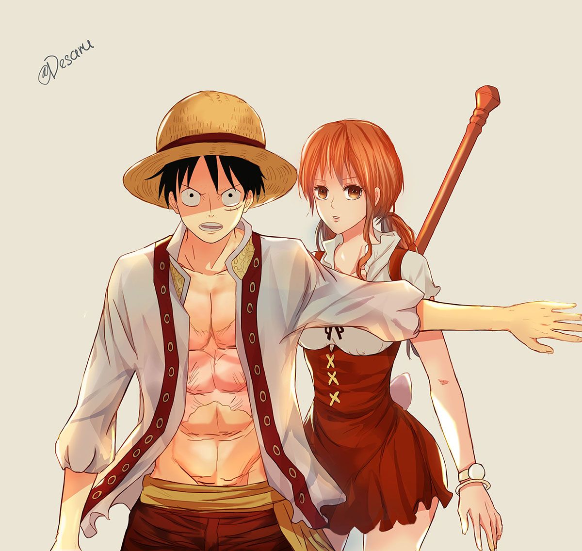 Hình Anime One Piece Luffy với Nami dễ thương