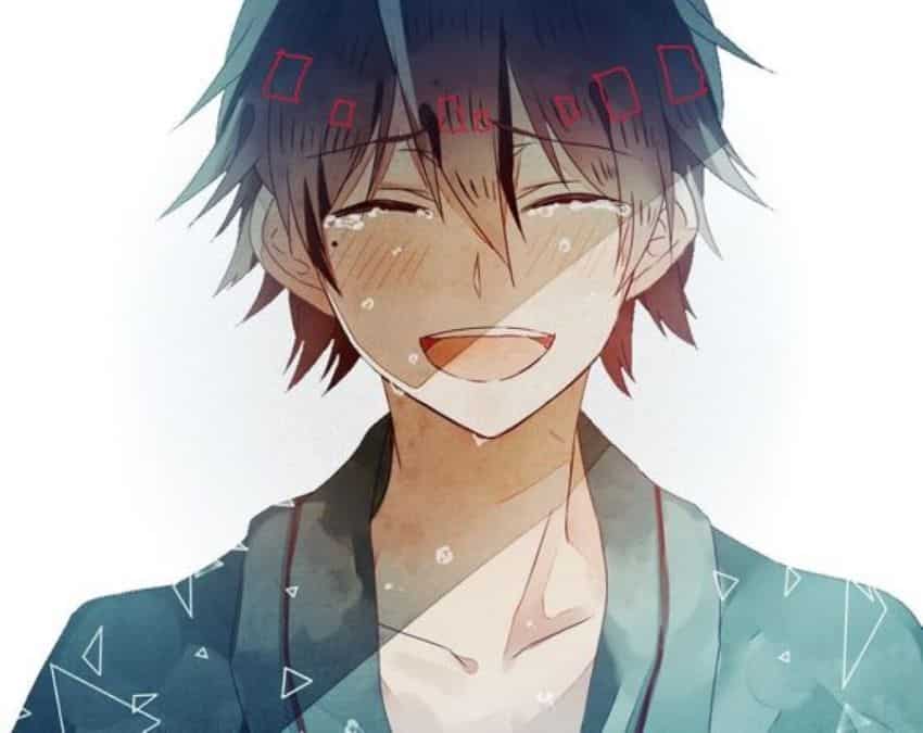 Hình Anime boy Cười Trong nước mắt