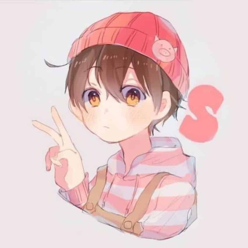 Hình Anime boy màu hồng cute dễ thương