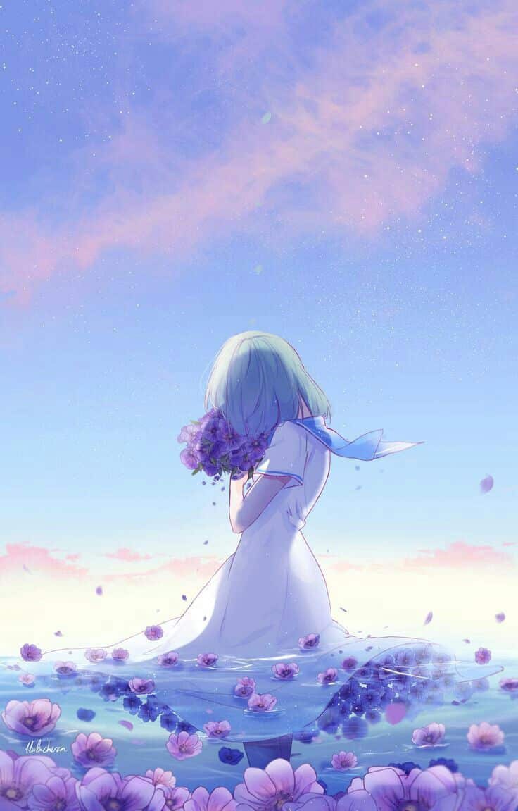 Hình Anime cô nàng đơn độc buồn khóc