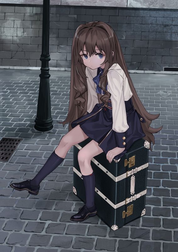 Hình Anime cô gái ngồi buồn thất tình