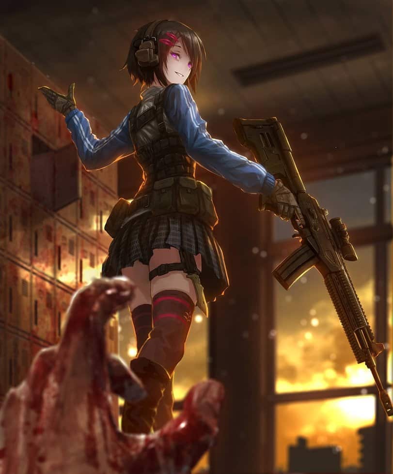 Hình Anime con gái cầm súng cực ấn tượng