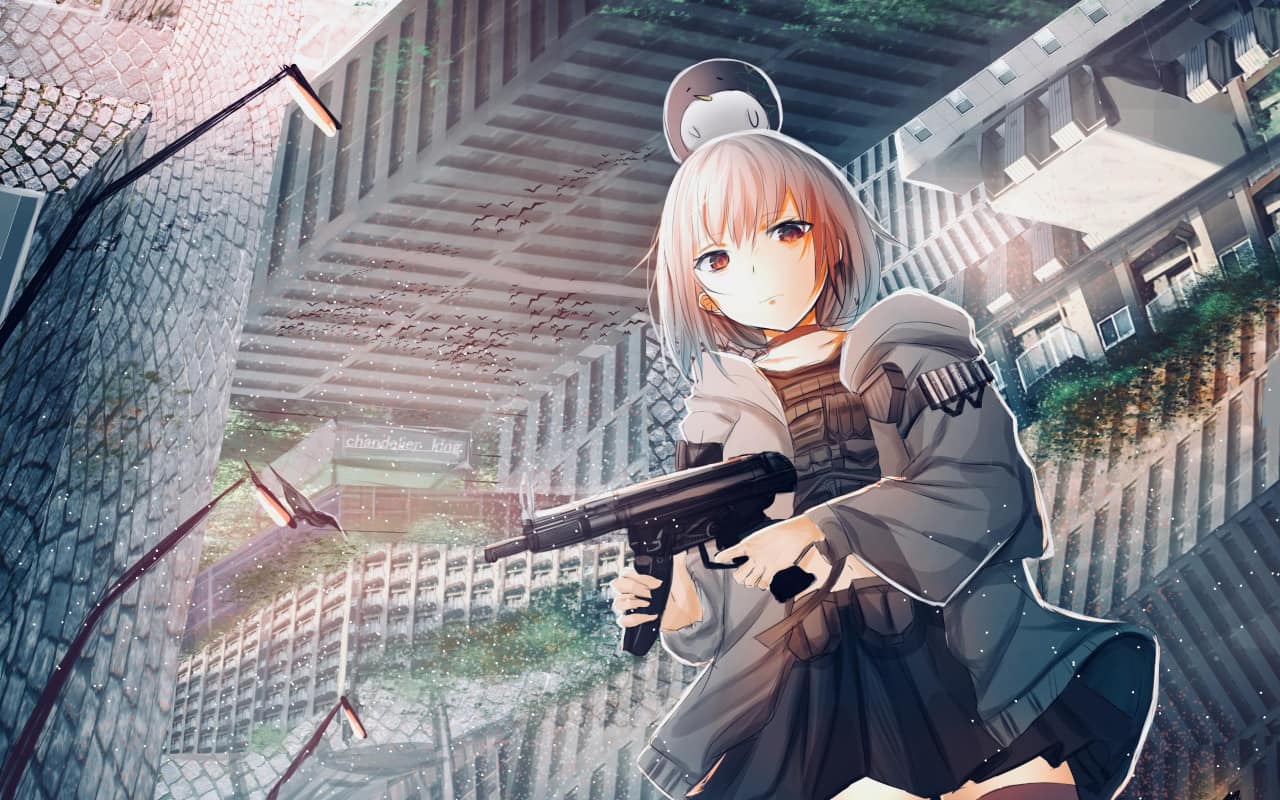 Hình Anime con gái cầm súng cực đẹp và dễ thương