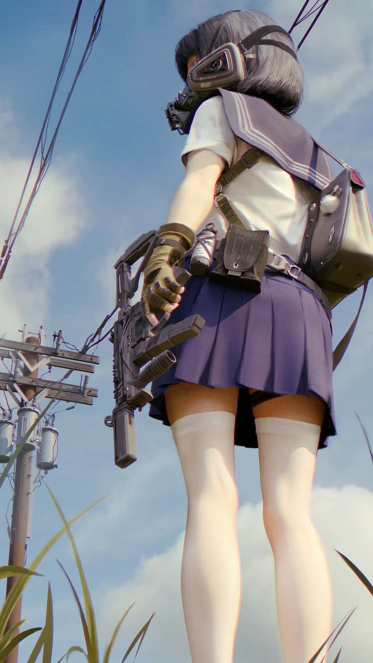 Hình Anime con gái cầm súng cute đẹp nhất