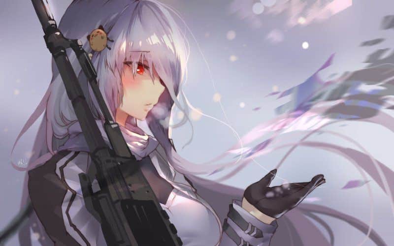 Hình Anime con gái cầm súng dễ thương đáng yêu