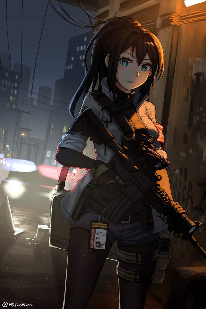 Hình Anime con gái cầm súng đẹp ấn tượng