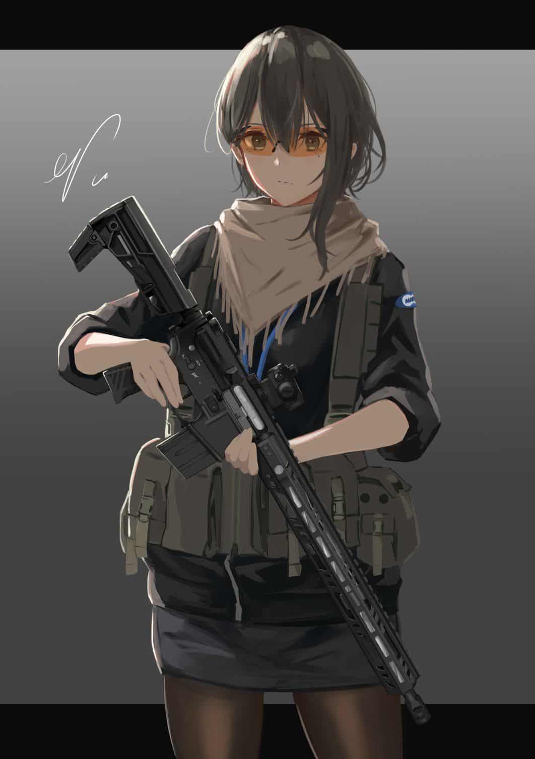 Hình Anime con gái cầm súng ngầu chất nhất