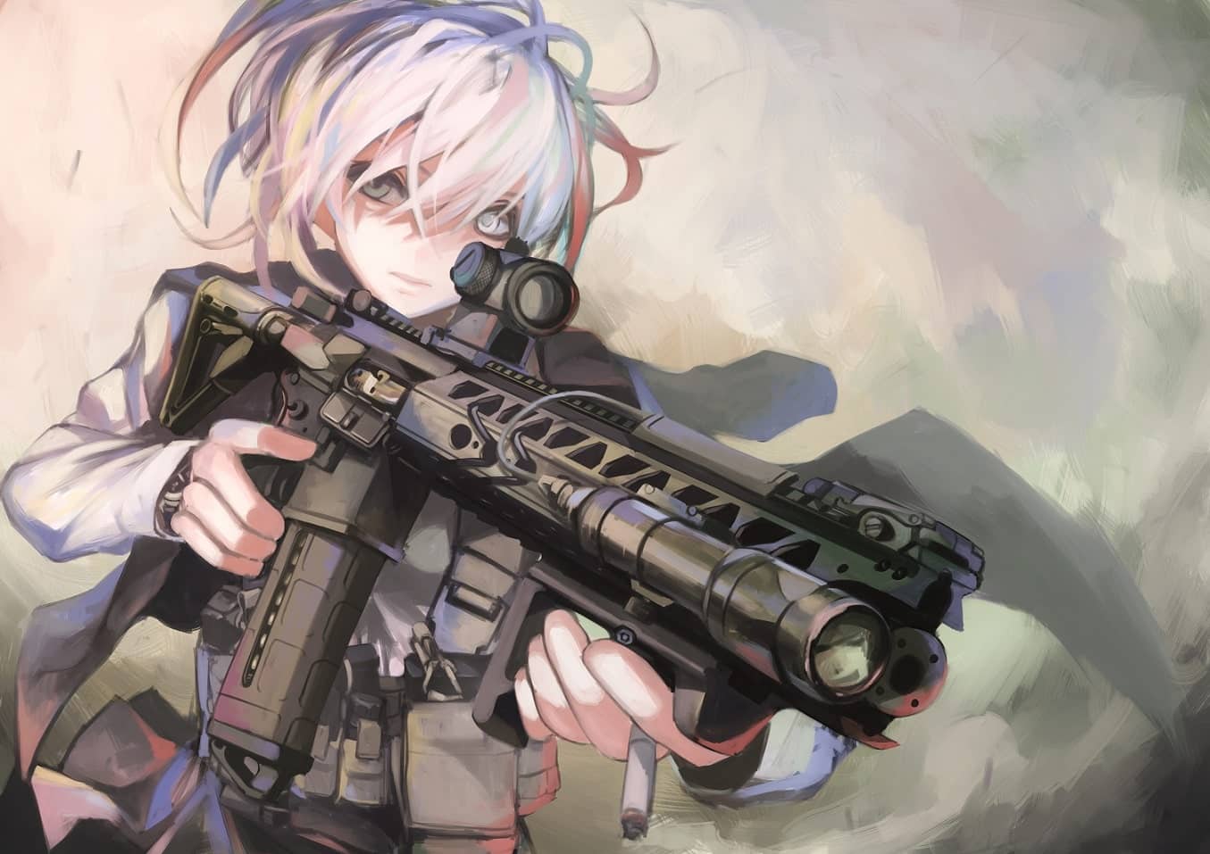 135 Anime Girl Holding Guns Cool Super Cool Cool