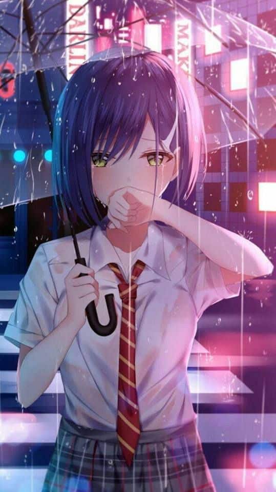 Hình Anime khóc đẹp mắt vô mưa