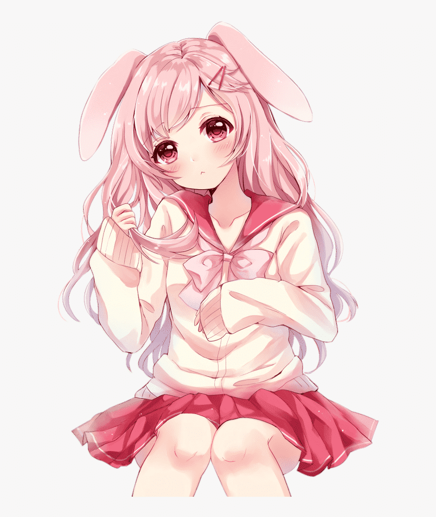 Hình Anime màu hồng cô bé dễ thương