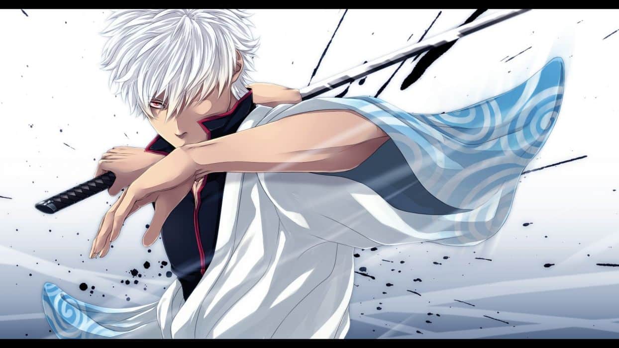 Hình Anime nam tóc trắng cầm kiếm siêu ngầu