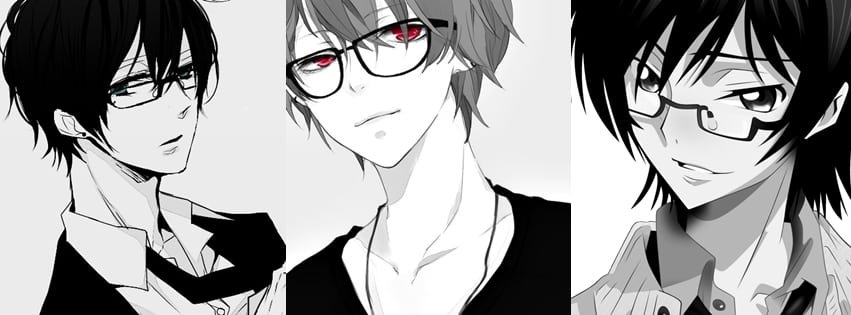 Hình Bìa Anime chàng trai đeo kính ngầu lòi trắng đen